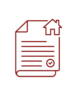 Form or checklist with a small house icon in the top-right corner and a checkmark on one item (red outline).
