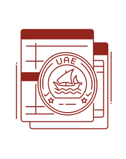 Stack of documents with an official circular seal featuring a boat emblem.